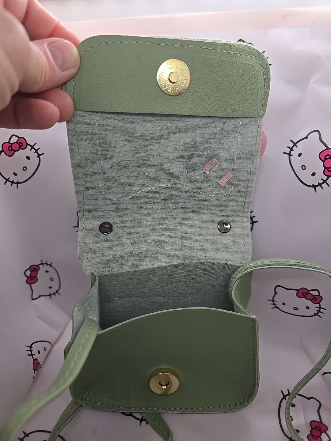 Mini Leather Green Hello Kitty Purse