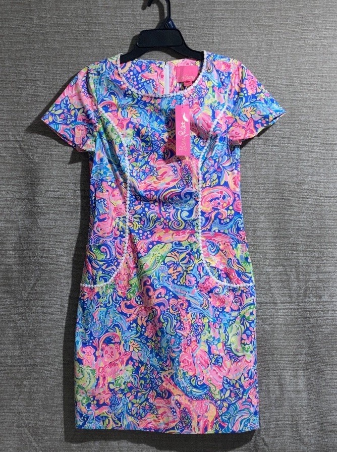 Lilly Pulitzer Coralynn Dress New Pop Up 60 Animals Colorful Pockets Women’s 4 .