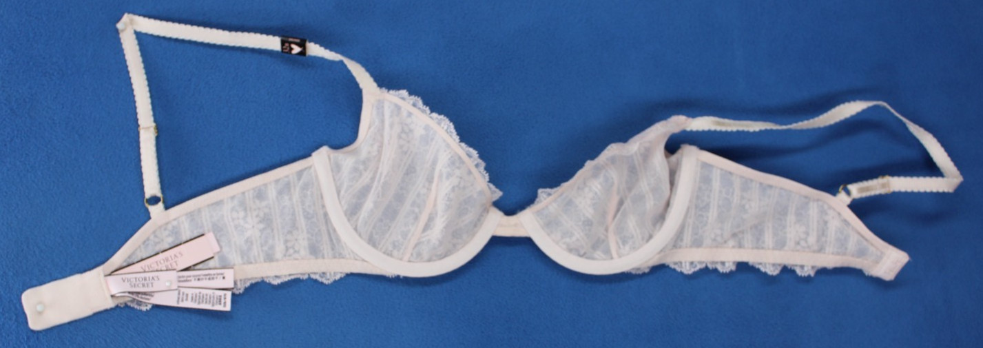 Victoria Secret Lace Underwire Unlined Demi Bra NWT Size 32B #H8798