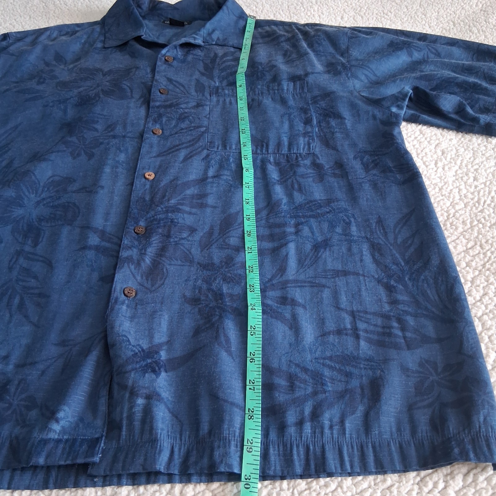 Mens Hawaiian Shirt Size XL Montage Collection Blue Polyester & Rayon
