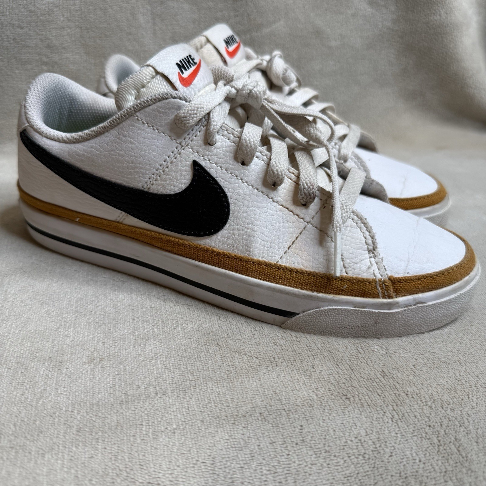 Nike Court Legacy Next Nature DH3161-100 White Black Brown Leather Sneaker 6.5
