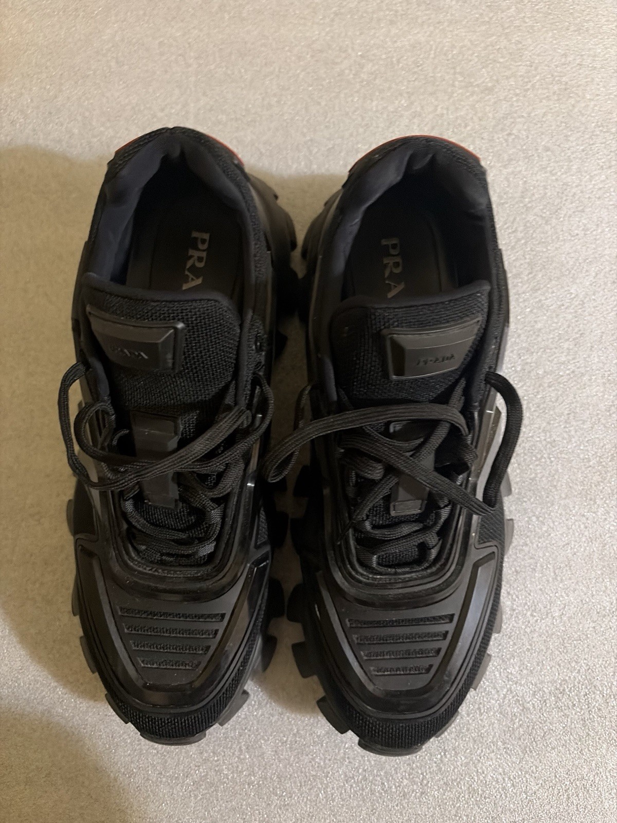 PRADA Cloudbust Thunder knit fabric sneakers in black Men’s Size 12
