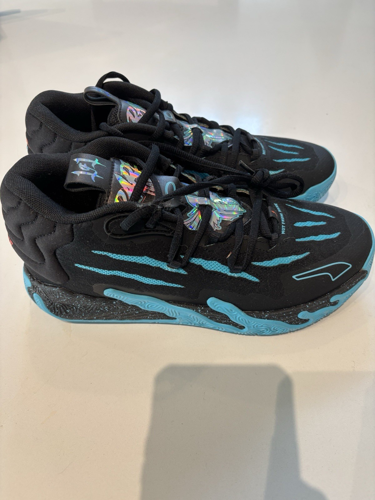 PUMA MB.03 Blue Hive Men’s Low Top Lace-Up Sneakers Black/Blue Mesh 379221-01