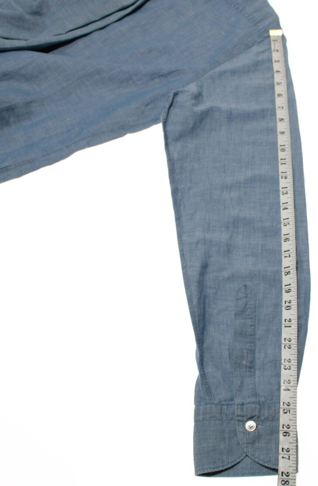 Guglielminotti NWD Linen / Cotton Blend Casual Shirt Size 17 / 43 In Chambray