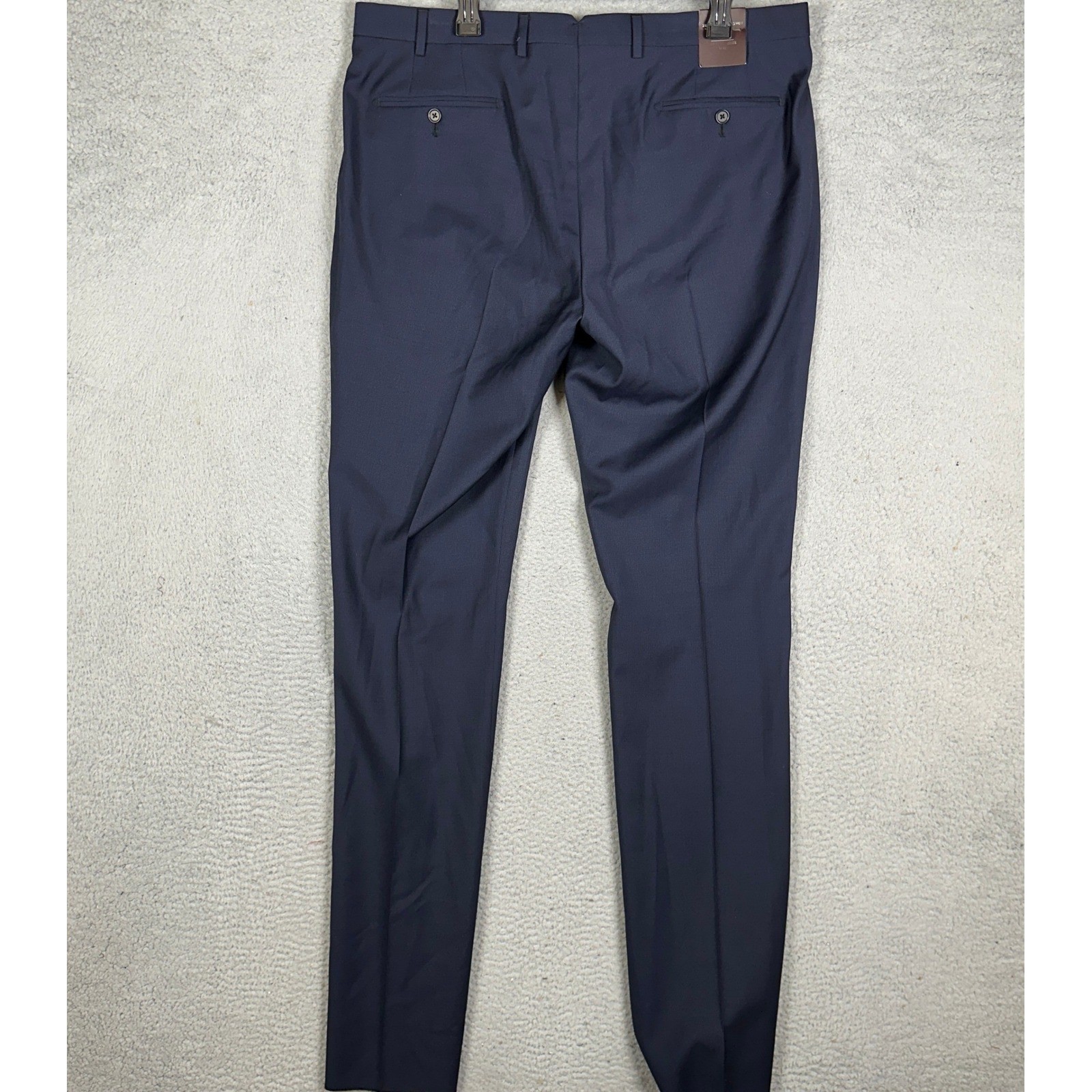 NEW Black Brown 1826 Pants Mens 37 Navy Slim Fit Dress Micro Texture Flat Front