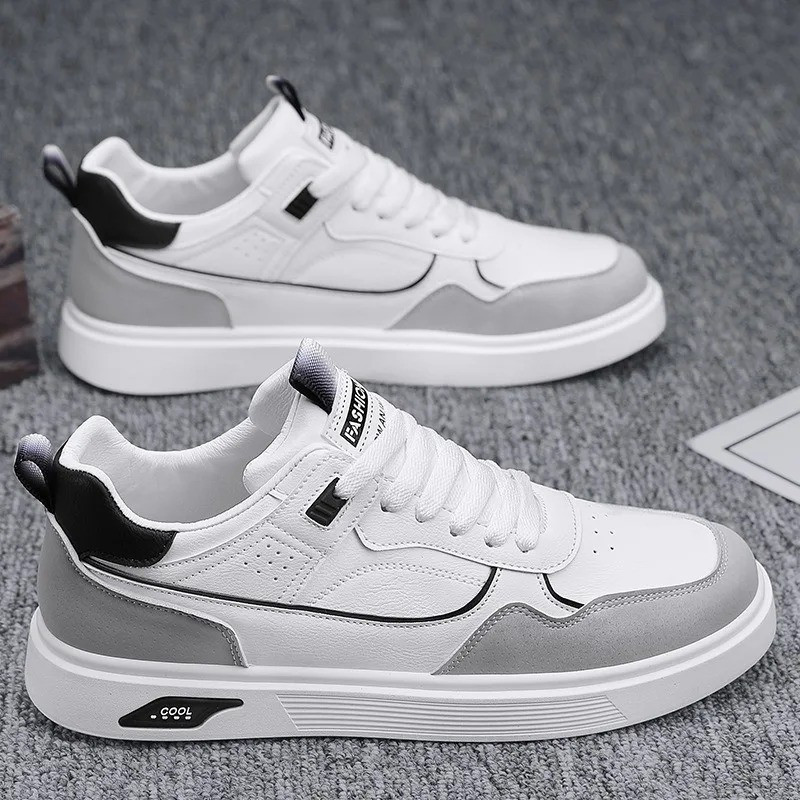 Men’S Leather Casual Sneakers Breathable Comfortable Walking Daily Wear Shoes