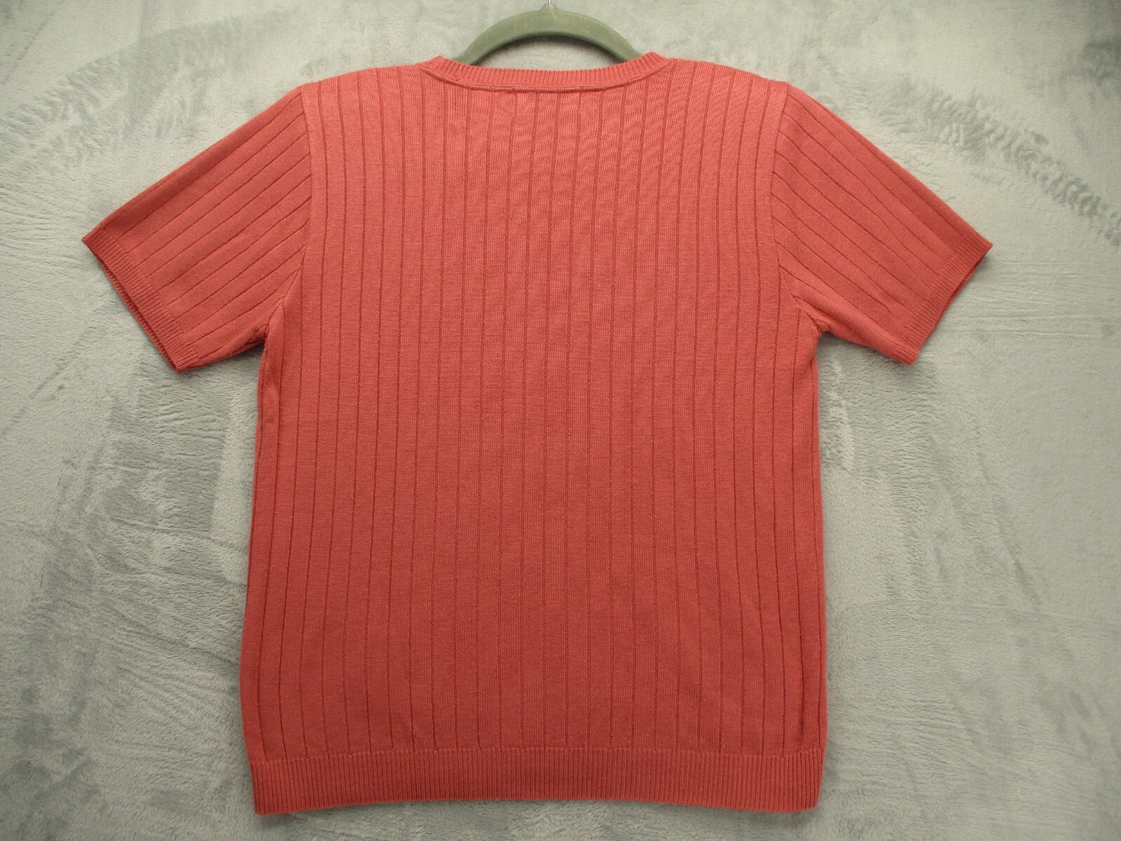 Alfred Dunner Sweater Women’s Small Pink Short Sleeve Tight Knit Shoulder Pads
