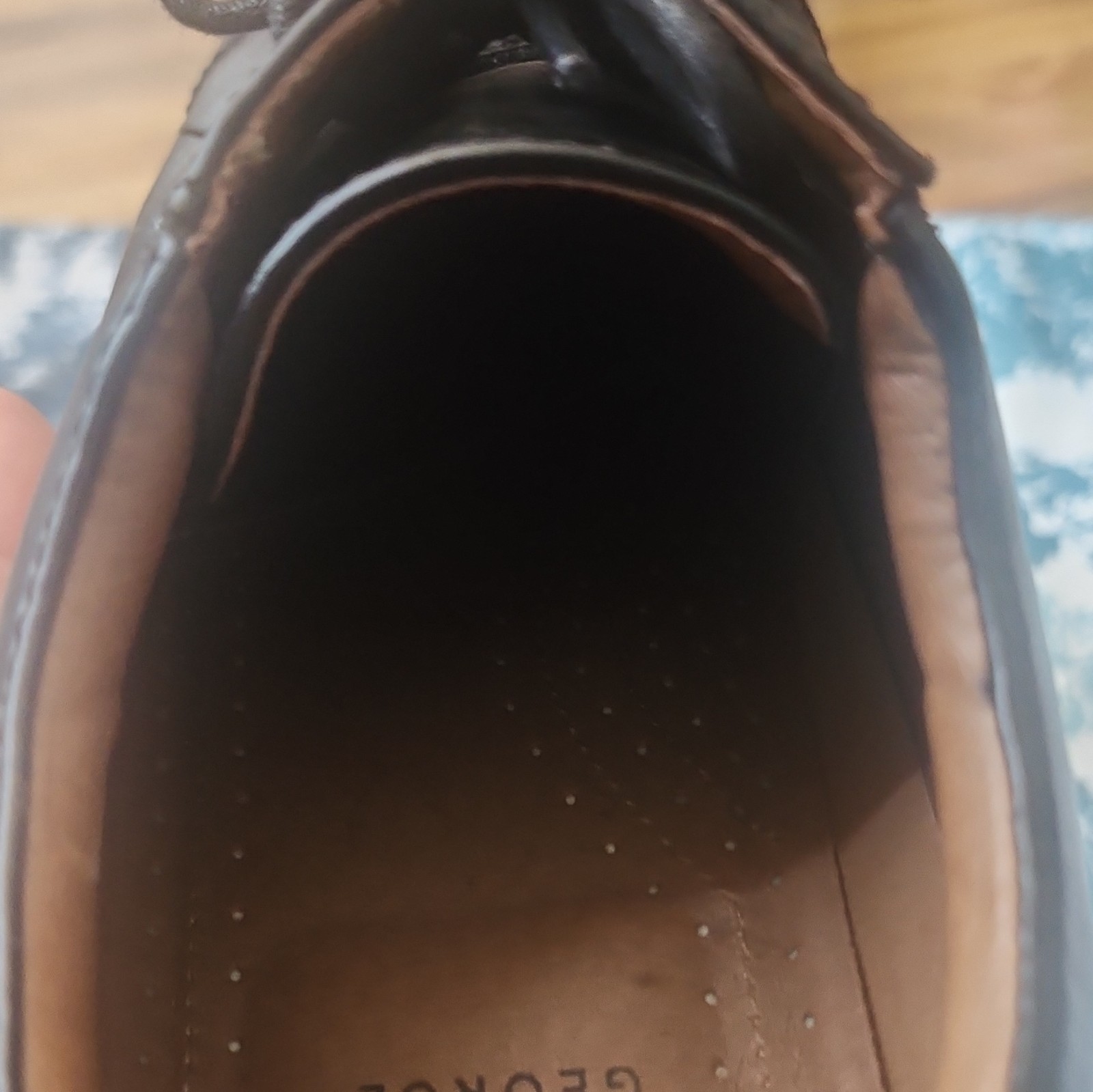 George Men’s Black Cap Toe Oxford Dress Shoes Lace Up Synthetic US 7.5
