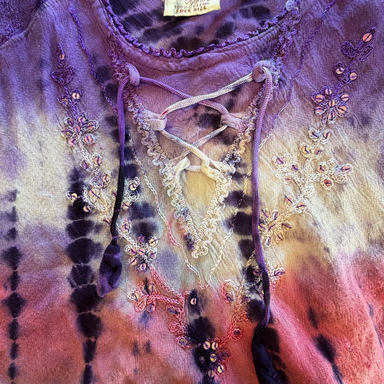 Vintage Advanced Apparels Tie-Dye T-Shirt Bohemian Fun Flowy Summer Top