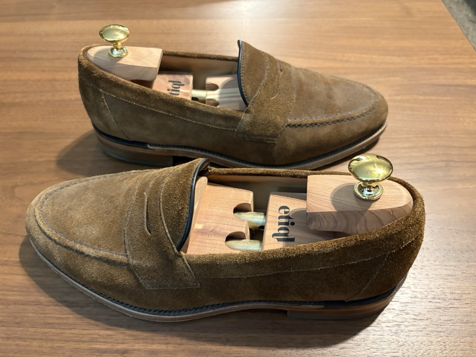 Loake Imperial Tan Suede Penny Loafer UK 8 F / US 9 Goodyear Welted Made England