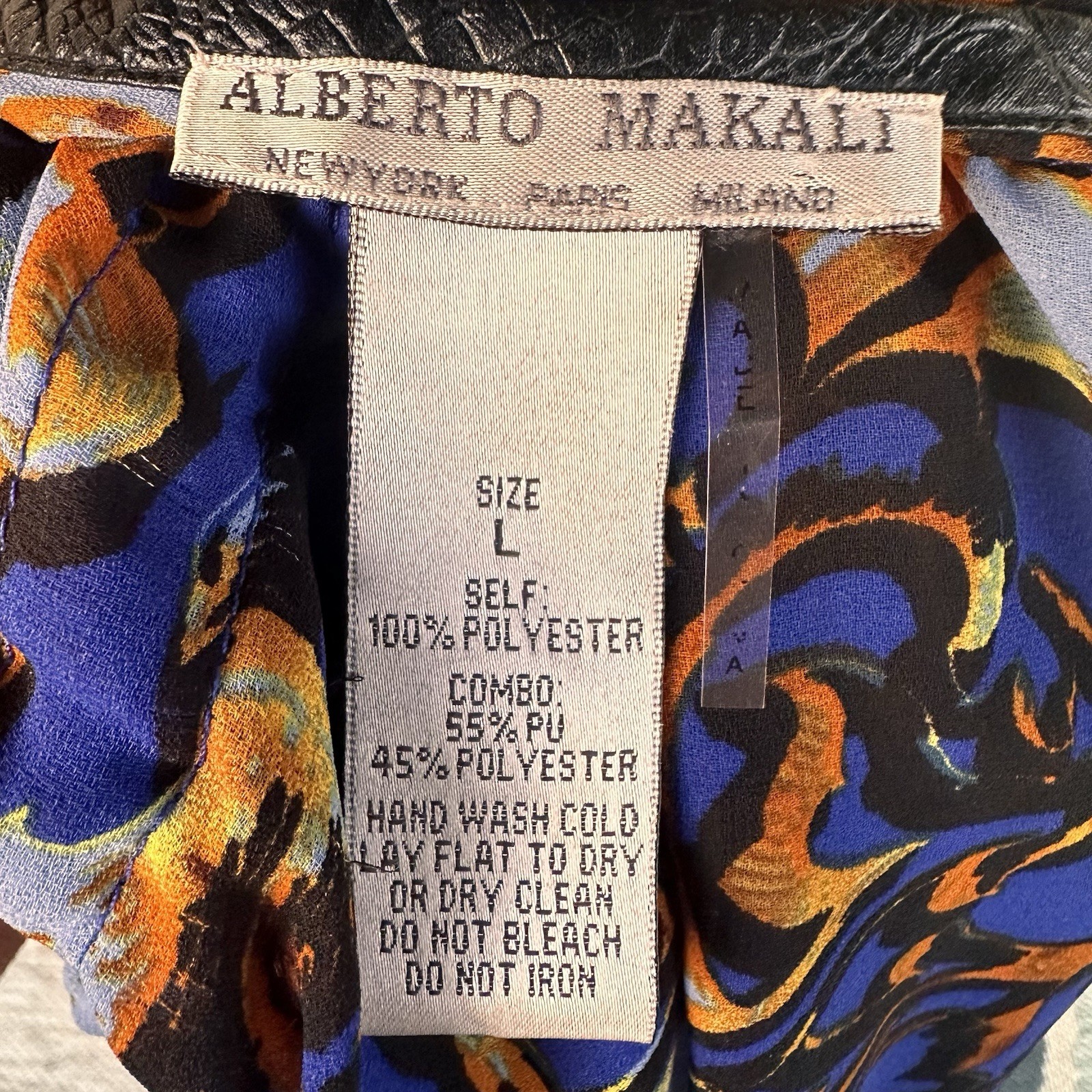 Y2K Alberto Makali Caftan Tunic Top L Oversized Boho Resort Blue Gold