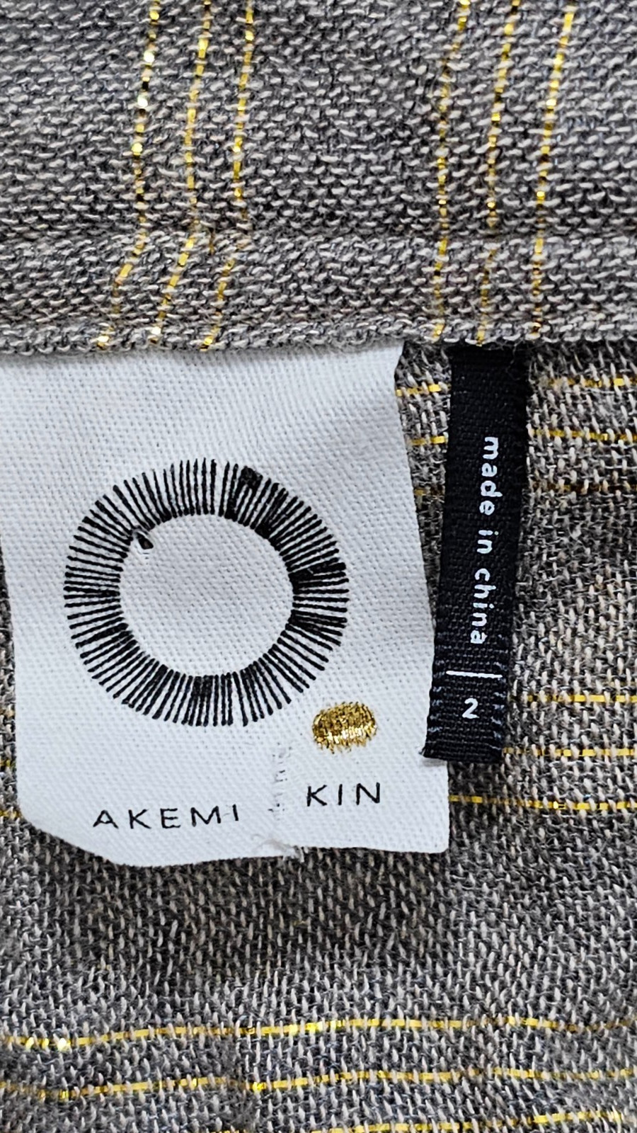 Anthropologie Akemi Kin Womens Blouse Gray Sparkly Gold Rayon Wool Size 2