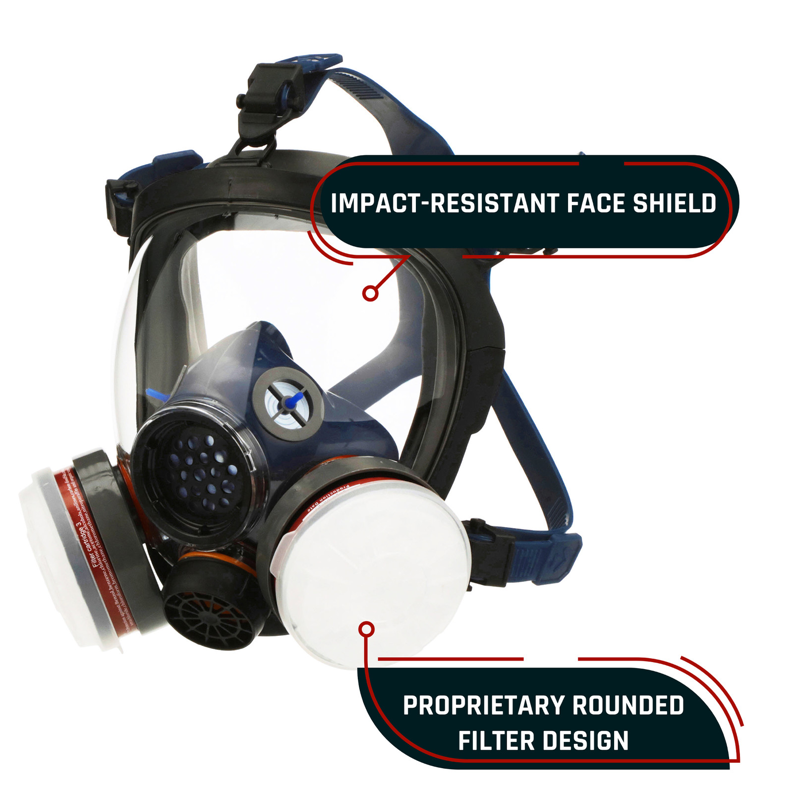 In Stock PD100 Full Face Gas Mask Respirator ASTM Dual Activated Charcoal Filter