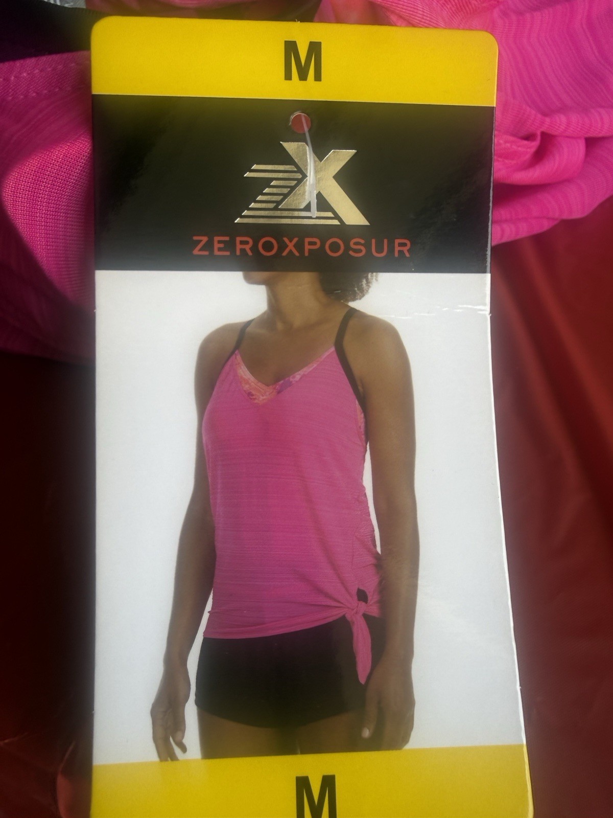 ZeroXposur Women’s Activewear Tank Top M Pink/Black V-Neck Racerback Stretch