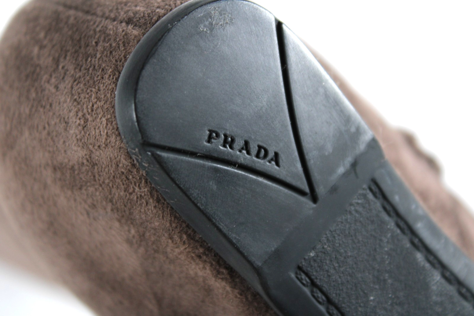 PRADA Cocoa Brown Suede Knee High Hidden Wedge Boots 36.5