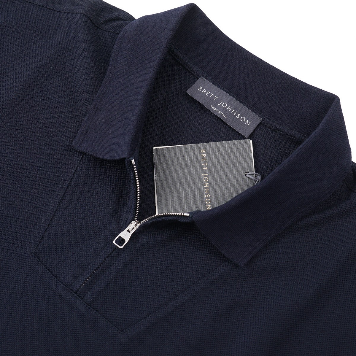 Brett Johnson Classic-Fit Pique Silk-Cotton Zip Collar Polo Shirt XL (Eu 54) NWT