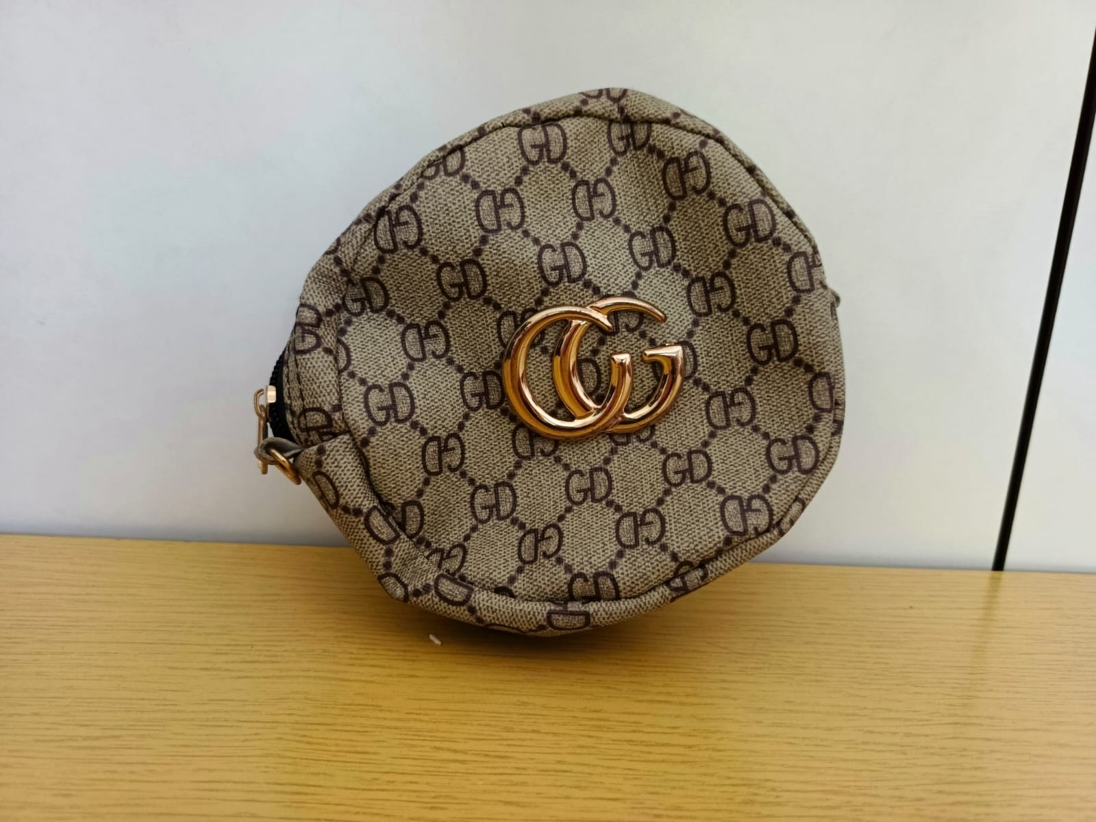 Mini Round Monogram Coin Pouch – Gold Hardware Circular Bag