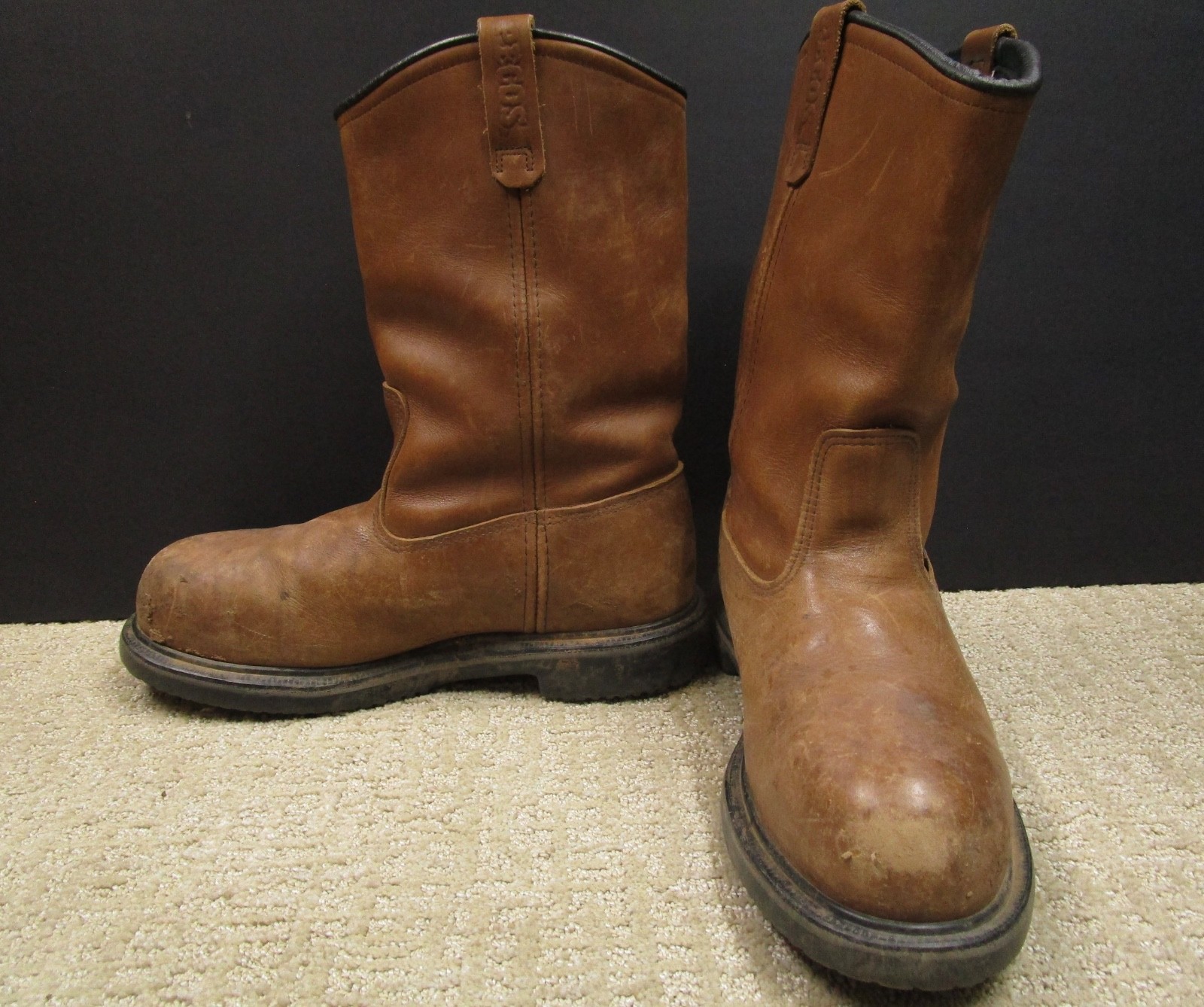 Red Wing Pecos Boots Men 11EE Brown Steal Safety Toe Leather Pull On Oil Field