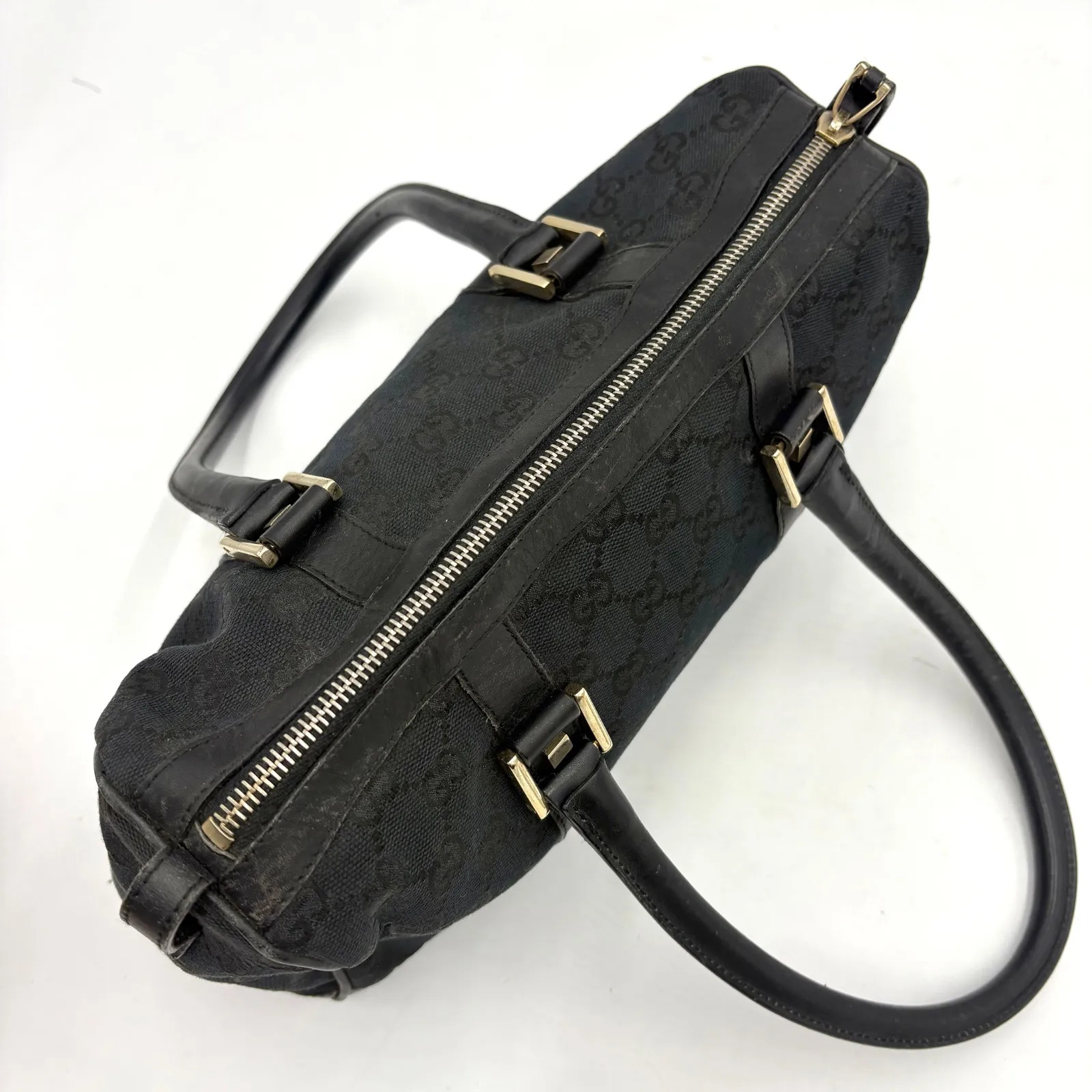 Auth Gucci GG Canvas Tote Bag Mini Boston Bag Shoulder Bag Black 001 0851 2Y3476