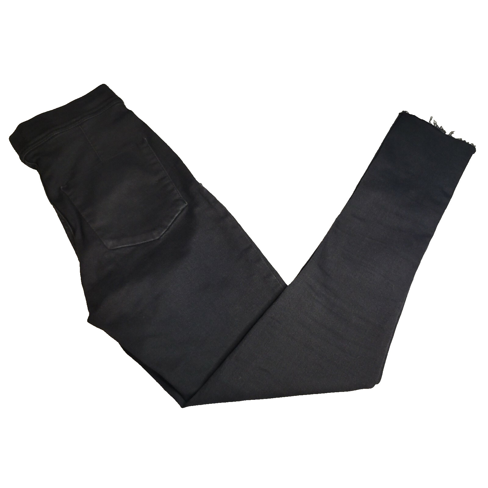 FREE PEOPLE Easy Goes It Pull-On Jeans Sz 24 Black Stretch Raw Hem Jeggings