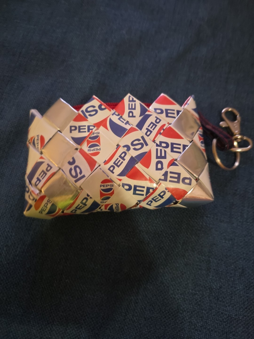 Pepsi Branded NAHUI OLLIN Candy Wrapper Coin Purse Red White Blue handmade Small