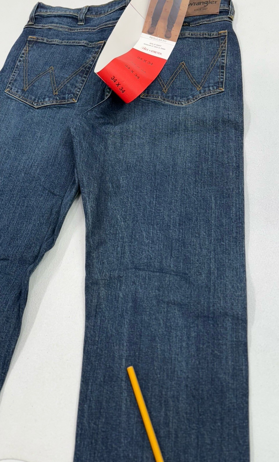 Wrangler Men’s Regular Fit Regular at Seat & Thigh Pants, Dark Blue, Size 34X34