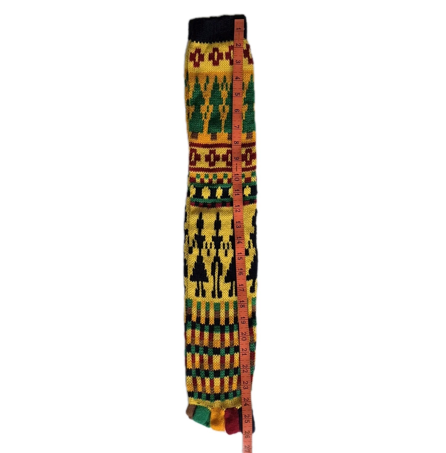 VTG 70s Acrylic Knit Knee High Toe Socks Multicolor Retro Ethnic NOS One Size