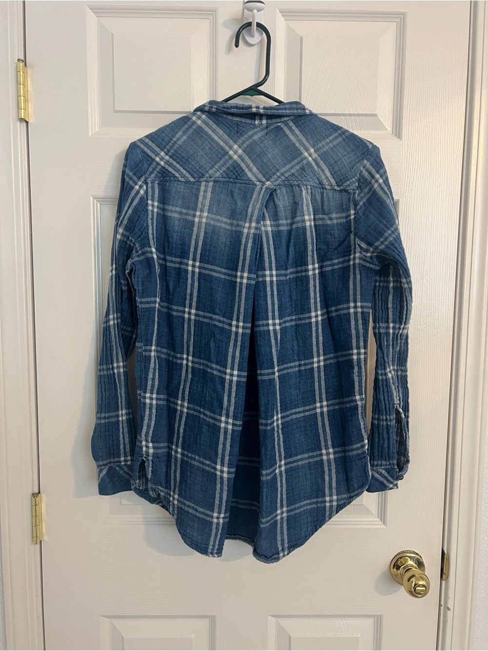 Cloth & Stone Blue Plaid Gauze Cotton Button Up Shirt Women’s Large