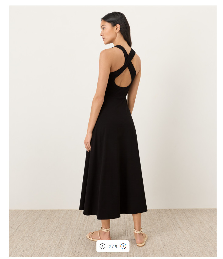 PACT Organic Fit & Flare Open Back Maxi Dress Black