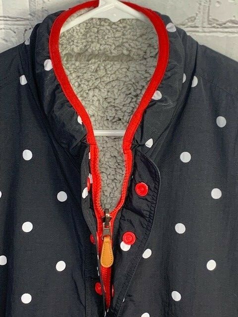 Simply Southern Women Reversible Sharpa Black White Polka-Dot 1/3 Zip Pockets XL