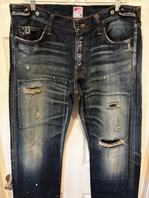 RARE! NWOT $879 PRPS JAPAN P47P09X TORQUED BARRACUDA STRAIGHT JEANS 34 W36X34.5L
