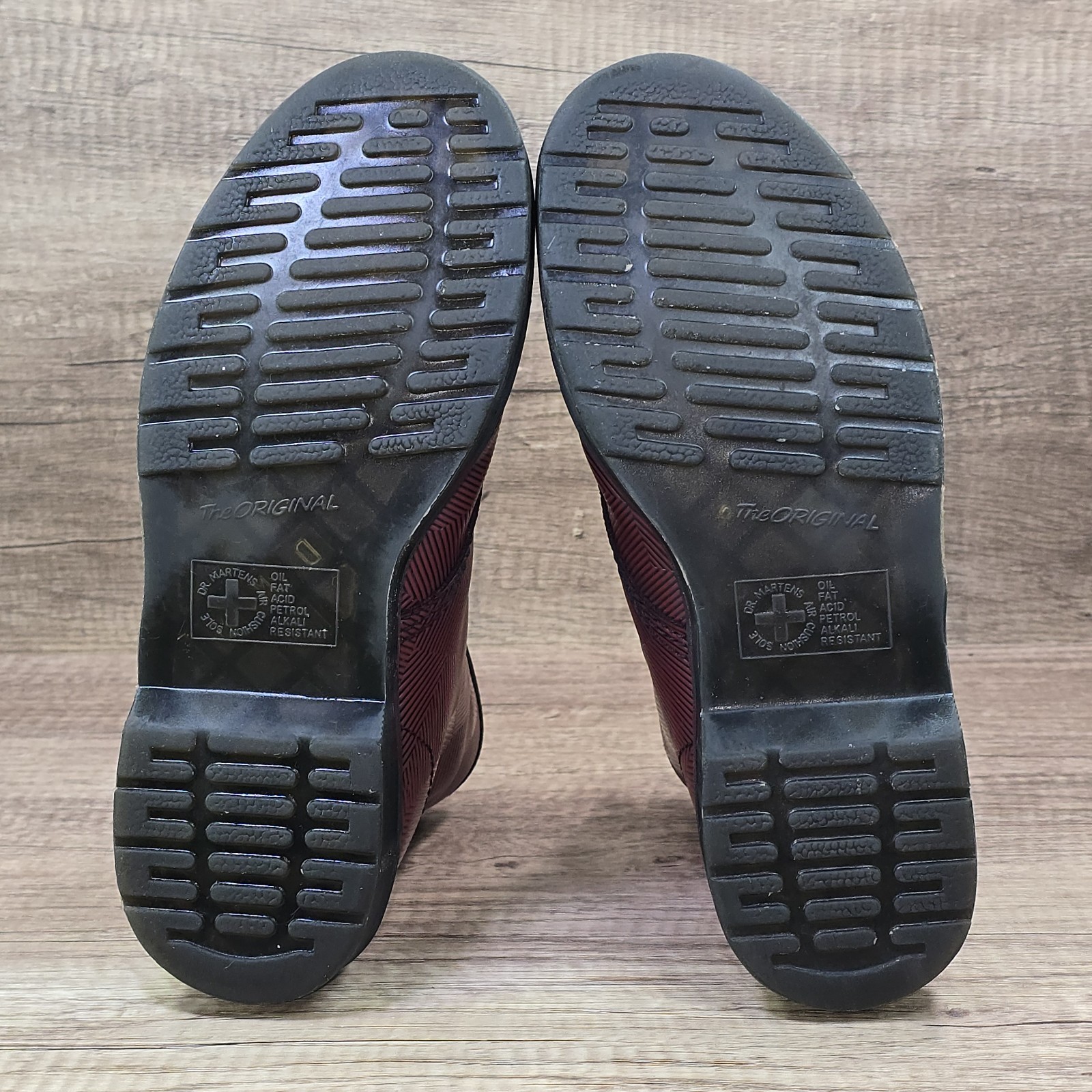Dr. Martens 1460 Geo Stripe Men’s Sz 9 Women’s Sz 10 Oxblood Black Leather Boots