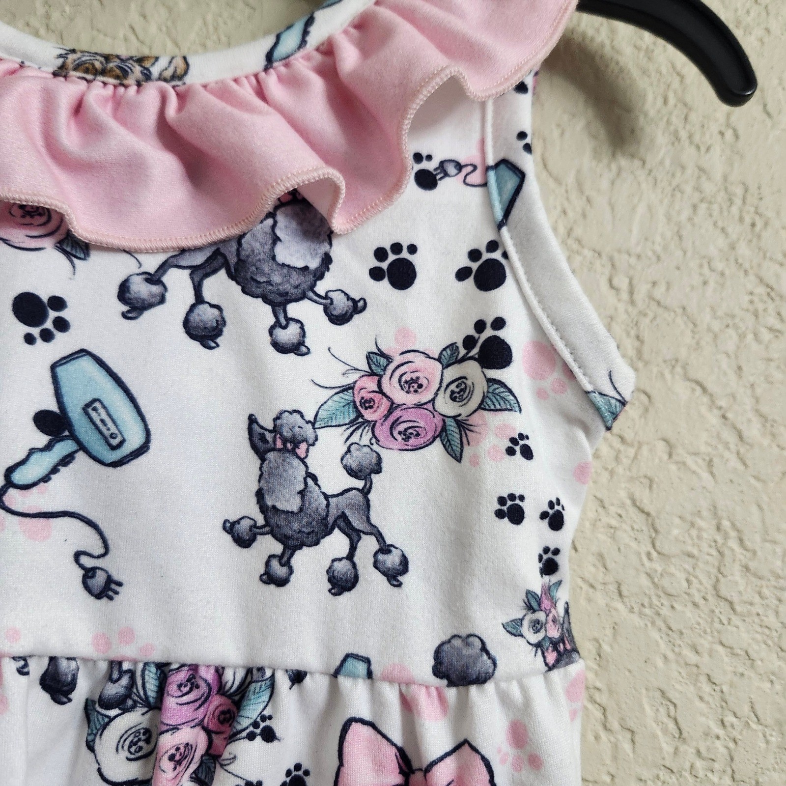 Pete Lucy Pampered Pets Size 12-18M Girls Poodle Romper Sleeveless Pink Ruffle