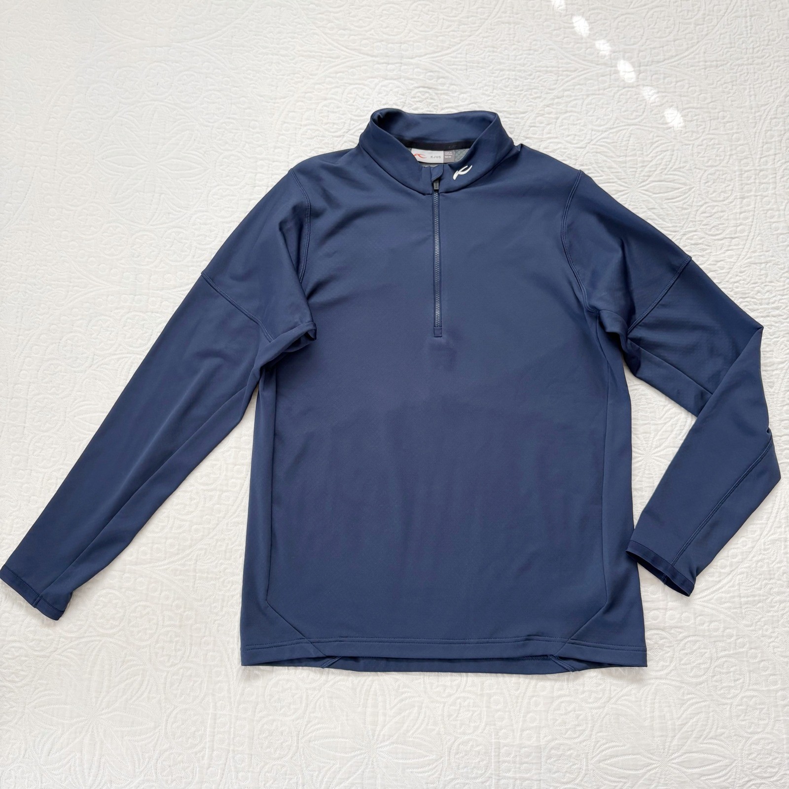 Kjus Men’s Diamond Fleece Half Zip Midlayer Pullover, Navy