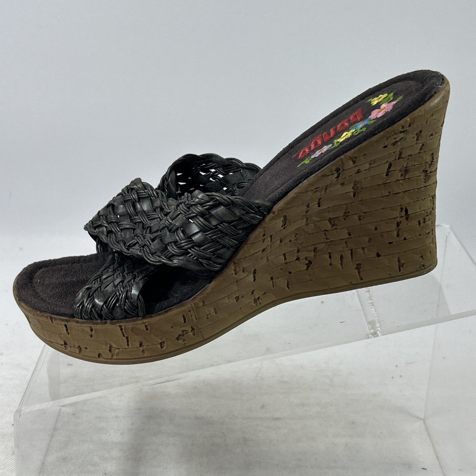 Vintage BONGO Y2K Black Chunky Platform Wedge Shoes Women’s Size 8M Strappy 90s