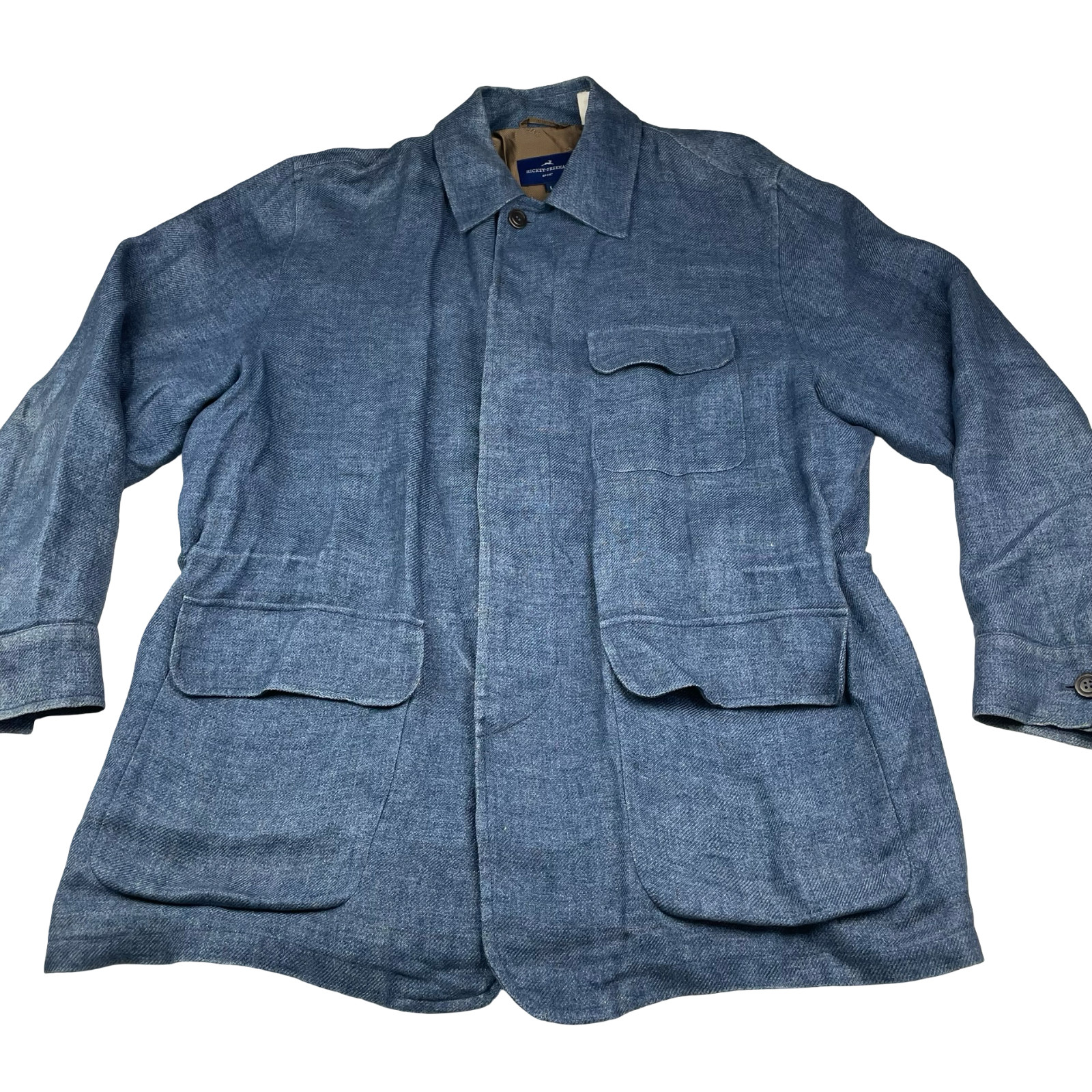 Hickey Freeman Men’s 100% Linen Unstructured Sport Blazer/Jacket • Italy • Large