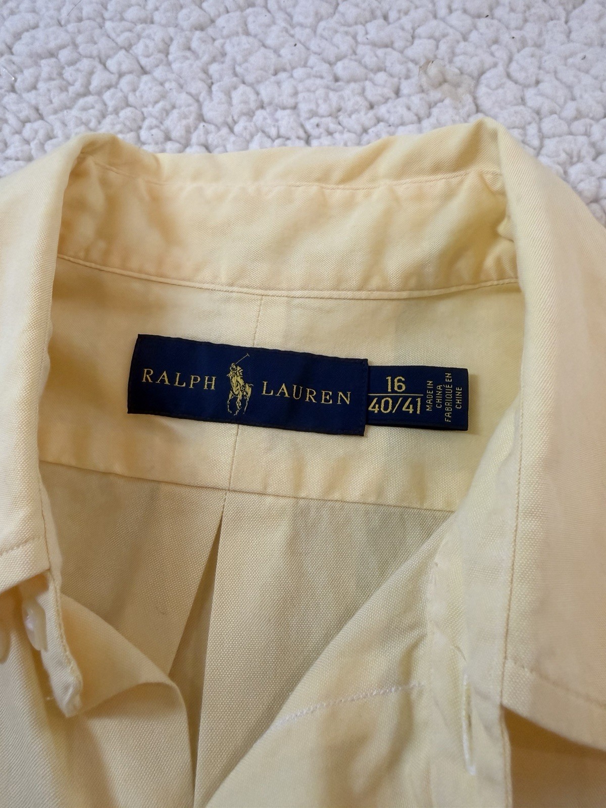 Ralph Lauren Mens Yellow Oxford Button Down Shirt Size 16 40/41