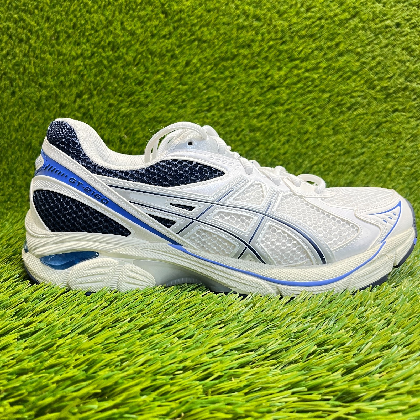 Asics GT-2160 Mens Size 8 White Blue Athletic Running Walking Shoes Sneakers
