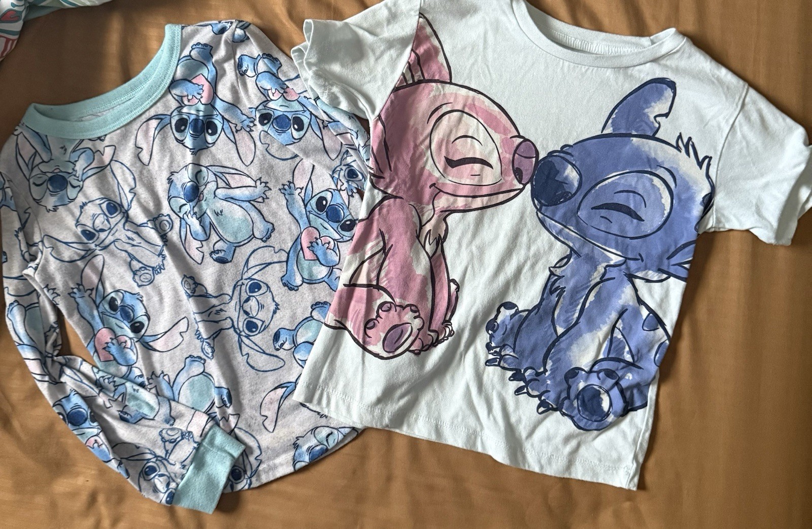 Disney Stitch Angel Graphic Tee Lot 2 Girls XS 4/5 & 6/6X Crew Neck