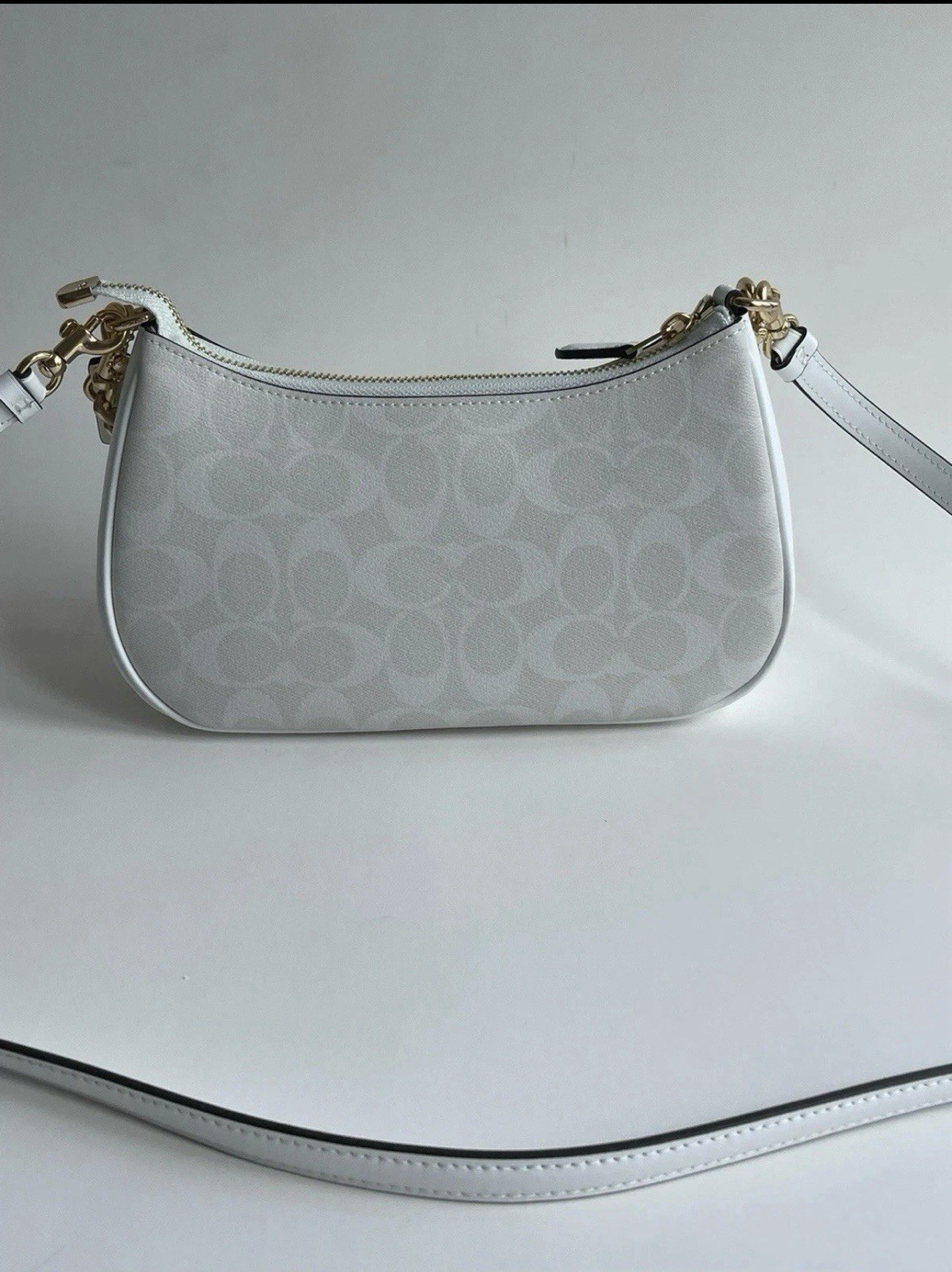 NWT COACH Teri Shoulder Bag 2Way Canvas CA548 White Smooth Leather