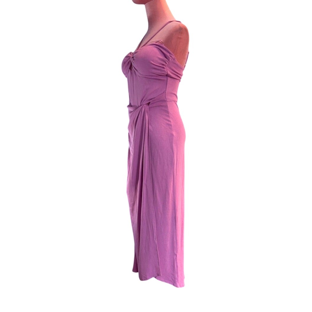 NWT L Space Maxi Dress Bandeau Top Keyhole Spaghetti Strap Orchid Ruched Slit M