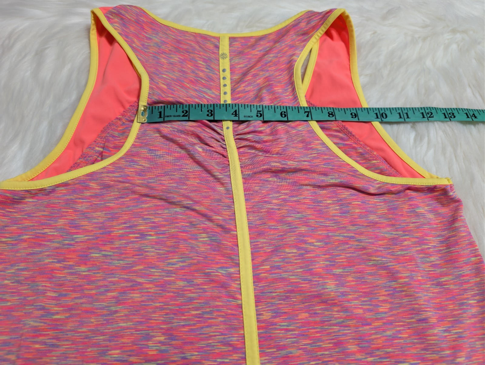 Tangerine Top Women Large Rainbow Peach Yellow Racerback Active Tank Workout