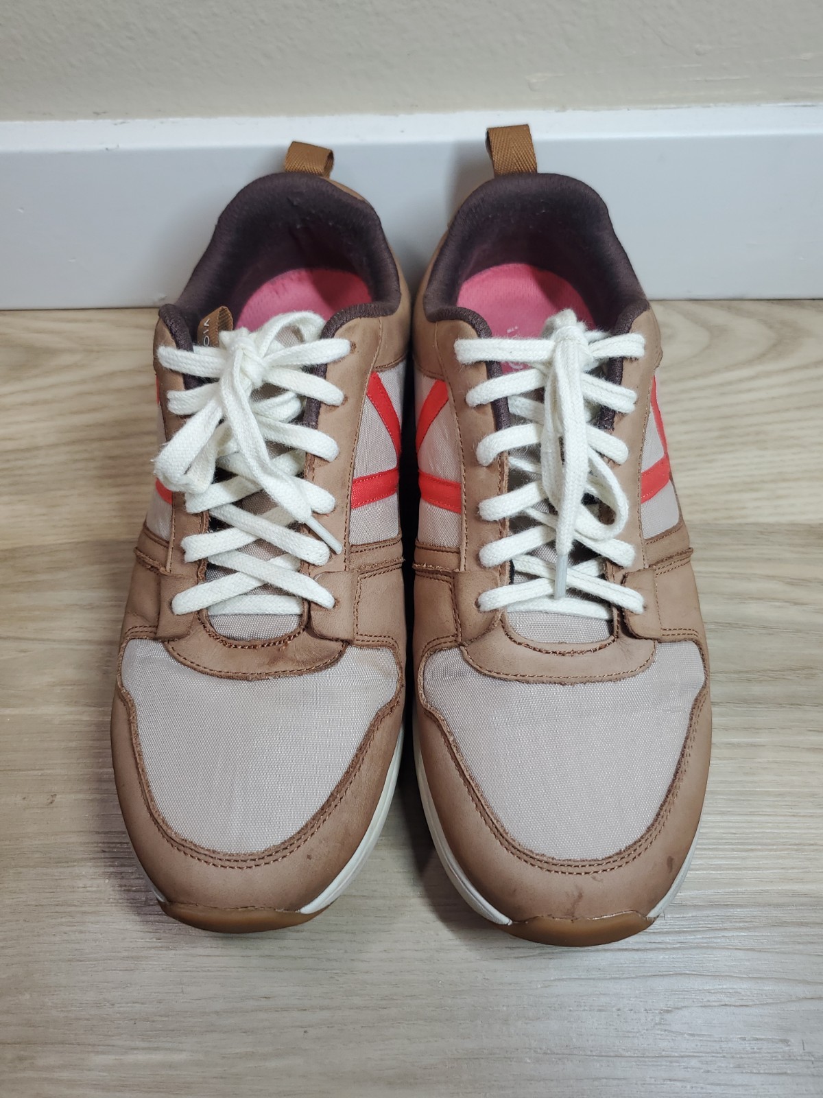 Vionic Rechelle Suede Nylon Womens Sneaker Brown Coral Size 9