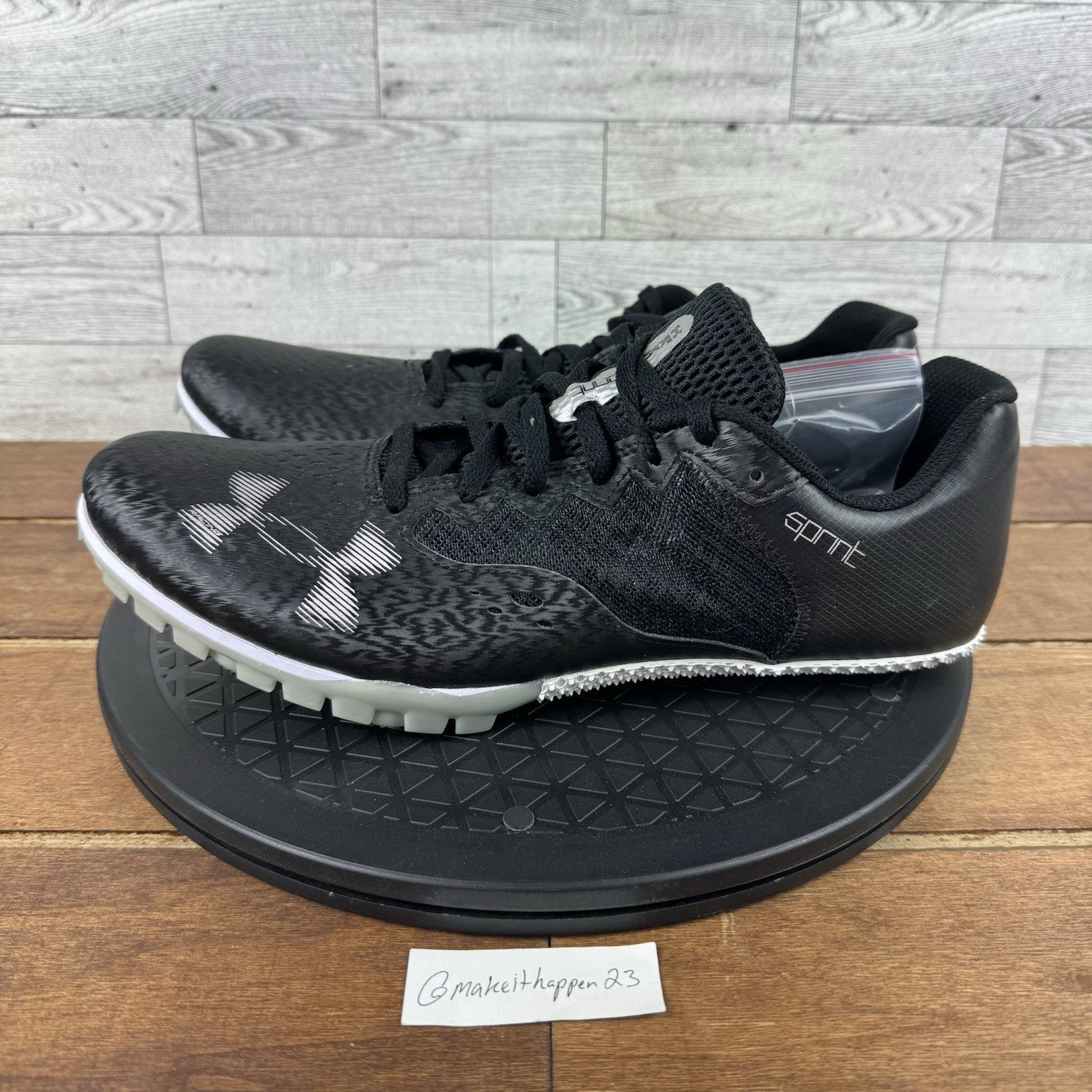 Under Armour U Kick Sprint 4 Track Spikes Black White 3025461-002 Men Size 11.5