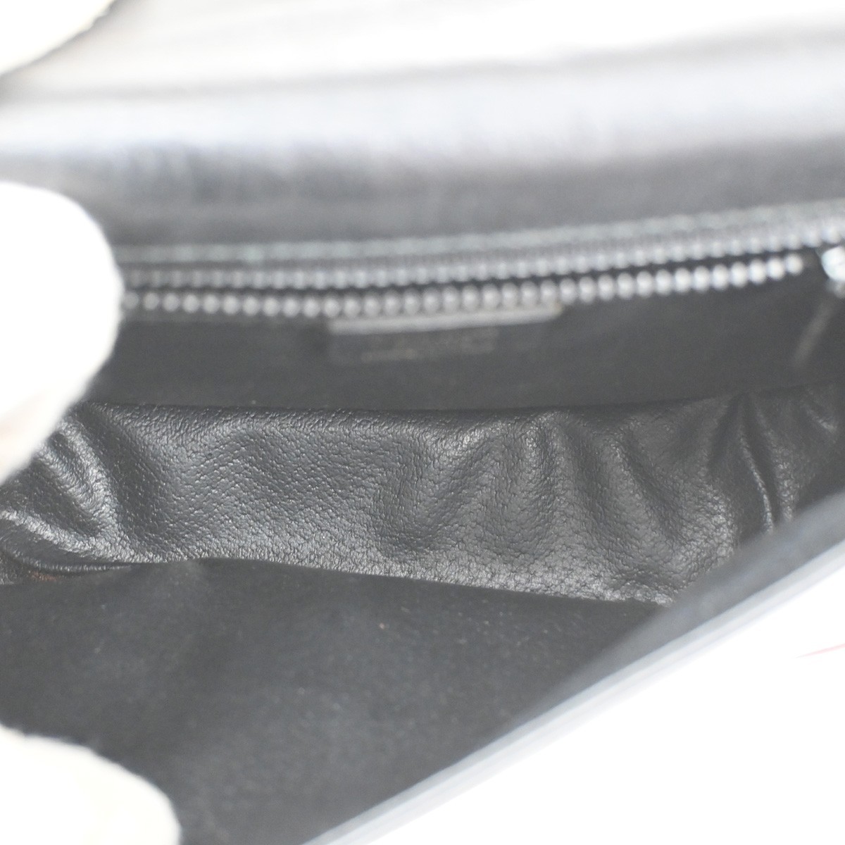 CELINE Ring Logo Shoulder Bag Leather Black Italy GHW 67CA399