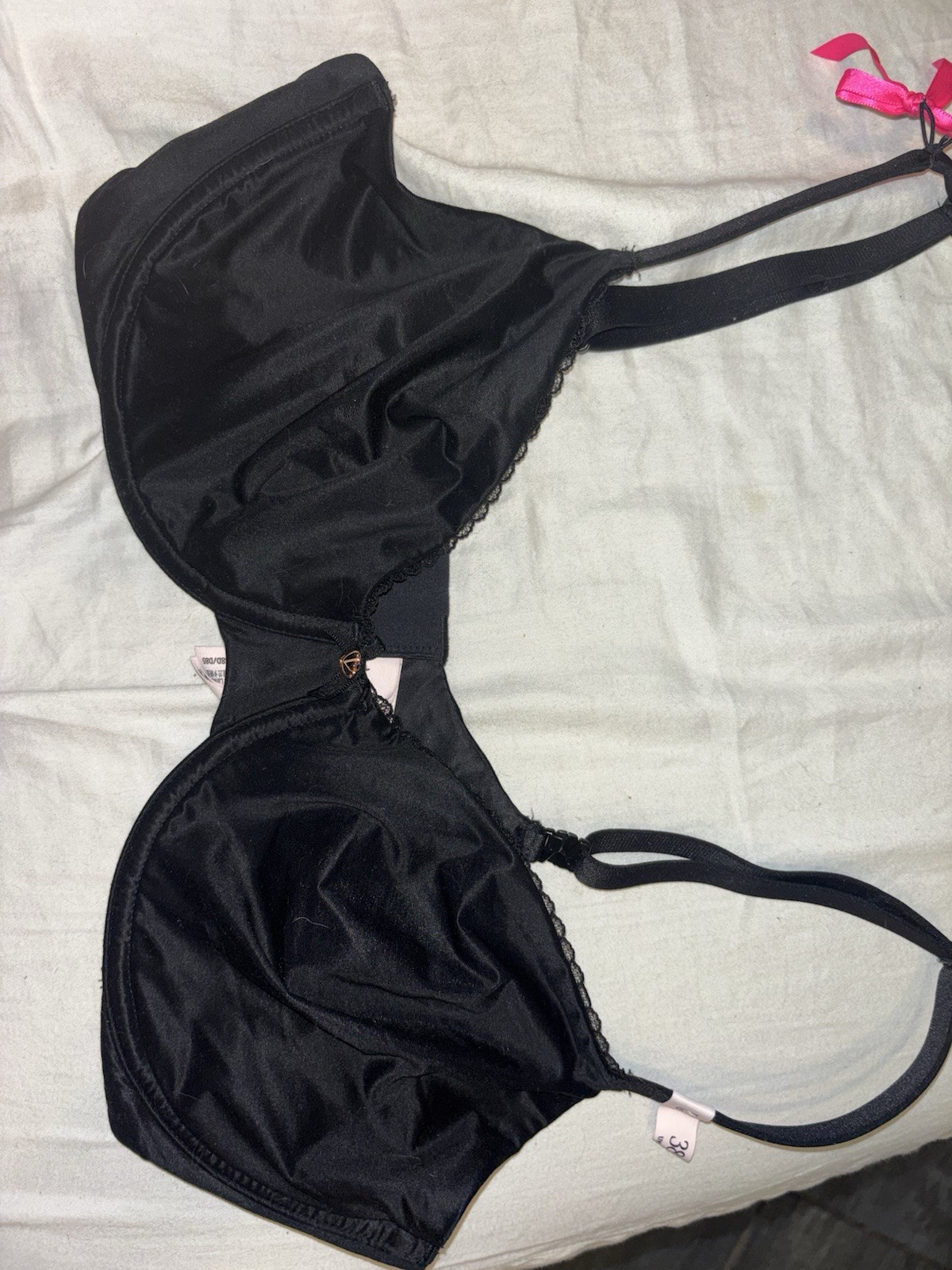 Victoria’s Secret Black Push Up Underwired Unlined Demi Cup Bra 38D Normal Strap