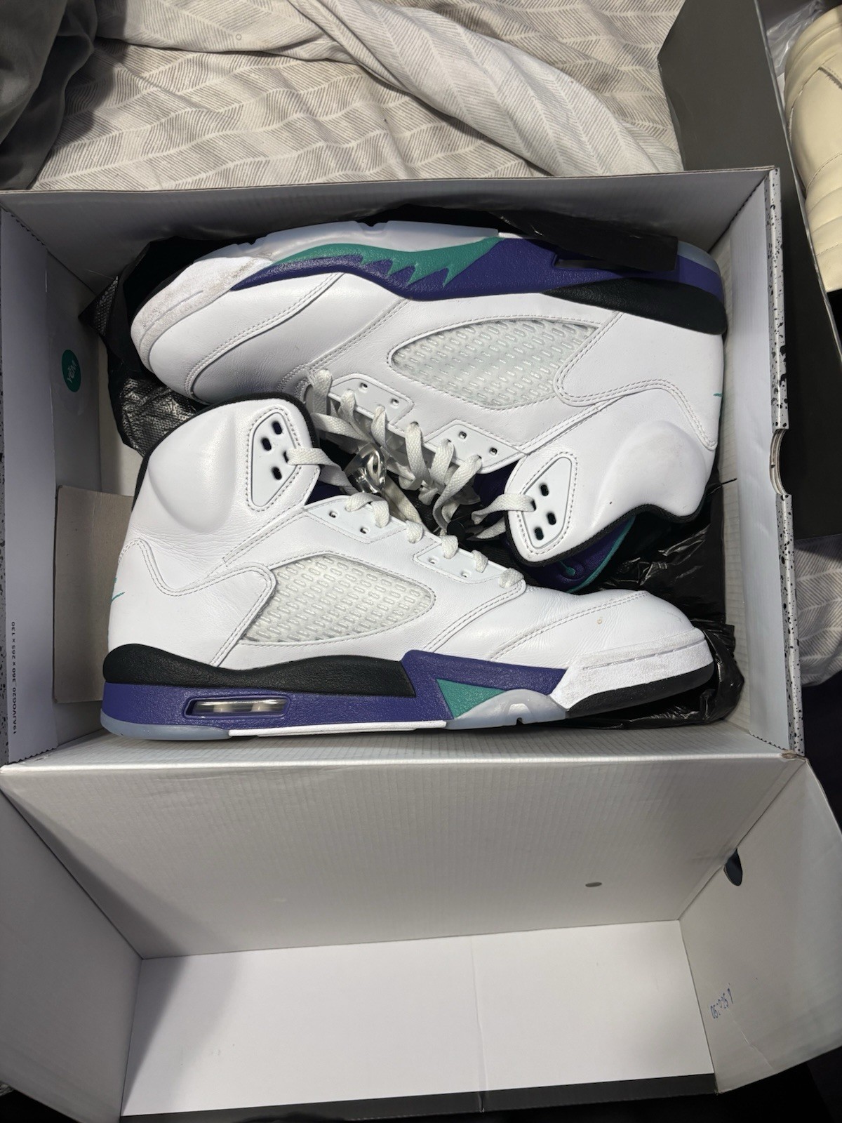 Jordan Air Jordan 5 Retro White Purple Green Black High Top Leather New w/ Box