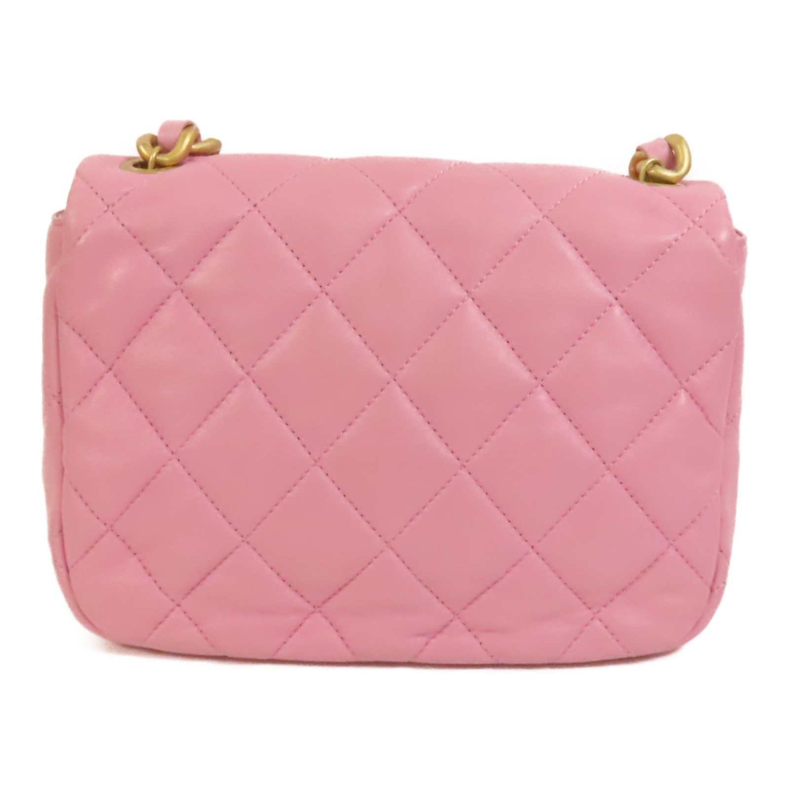 CHANEL CC GHW Chain Shoulder Bag Lambskin Leather Pink