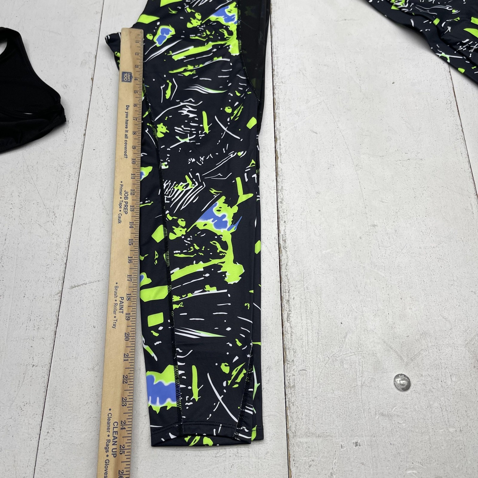 SHEIN Activewear 3 Piece Set Womens Large Black Powerful Tank Bra Leggings Print