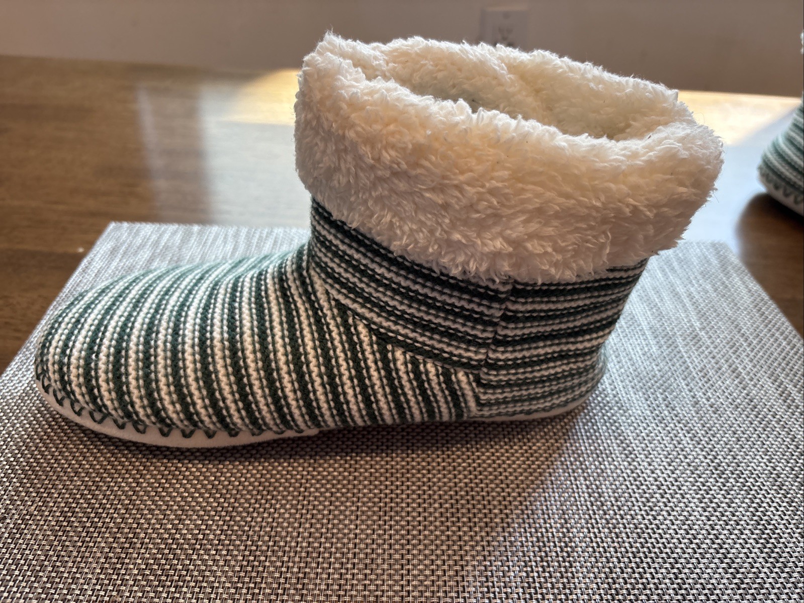 Cuddl Duds Luxe Sherpa Turn-Cuff Bootie Slipper Green